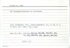 Karteikarte zur Materialübersicht zur Publikation von Felix Karrer (1867) in Sitzungsberichte der Mathematisch-Naturwissenschaftliche Classe der Kaiserlichen Akademie der Wissenschaften, Band 55, 1. Abtheilung, Heft 1-5, Seite 331-368 (https://www.biodive